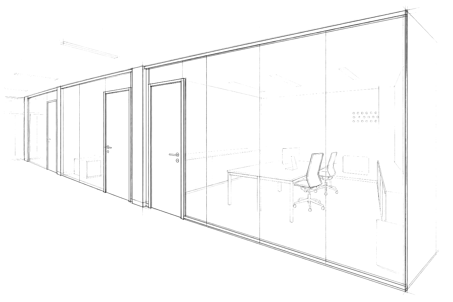 Sketch of a timber partition with a door